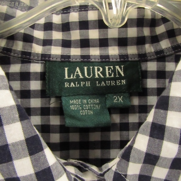 Lauren Ralph Lauren Gingham Navy/White Blouse 2X - Picture 12 of 12
